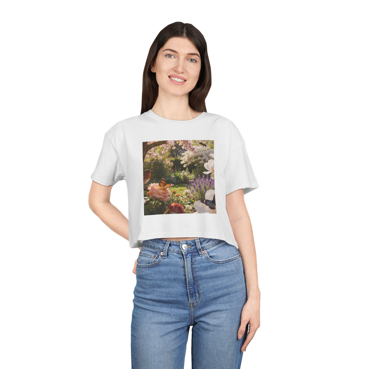 Floral Garden Print - Cropped Tee