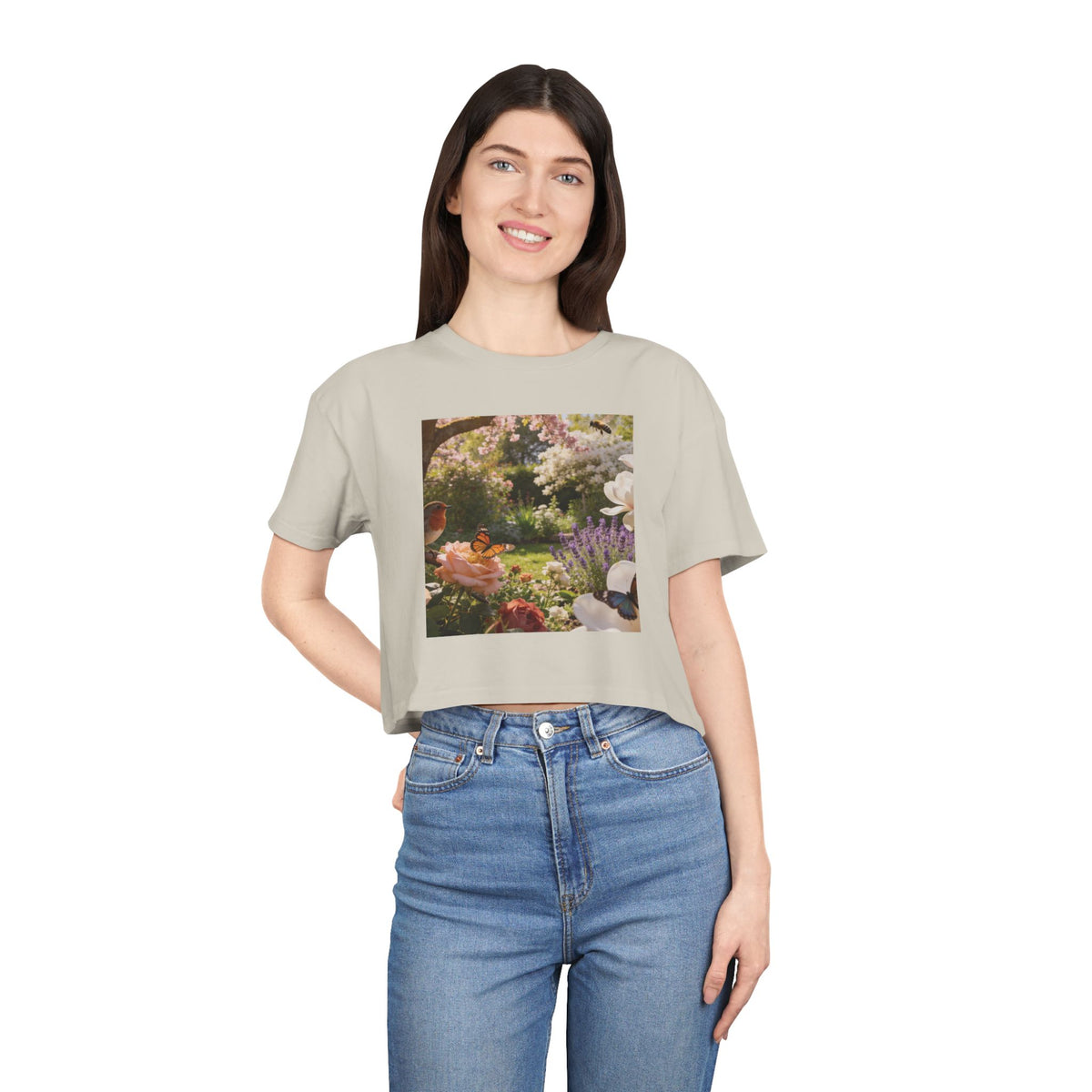Floral Garden Print - Cropped Tee